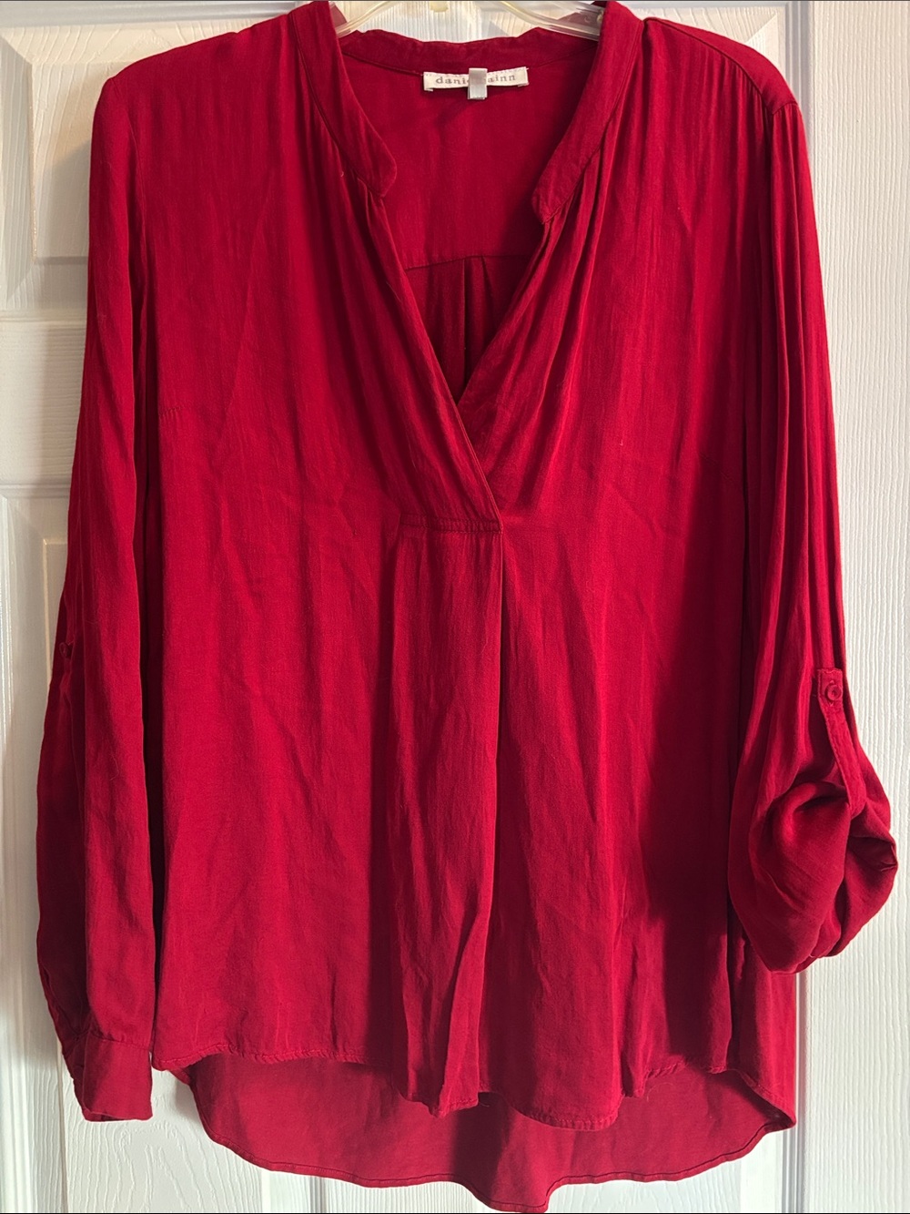 Daniel Rainn Crimson V-Neck Long Sleeve Tunic